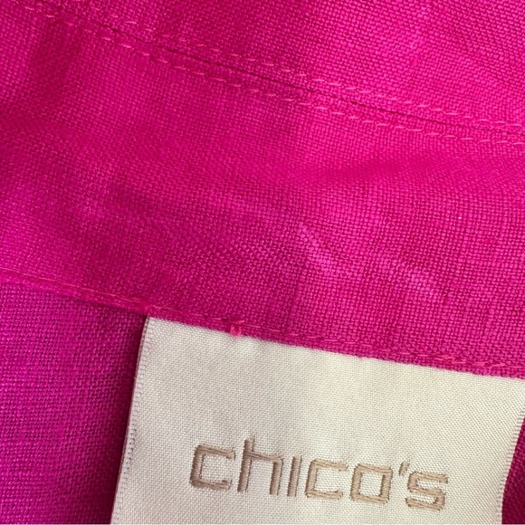 Chico's Pink Eyelet Linen Jacket Size XL 100% Linen - Picture 13 of 14